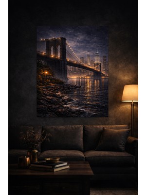 Artease Brooklyn Bridge New York Gece Manzarası Kanvas Tablo