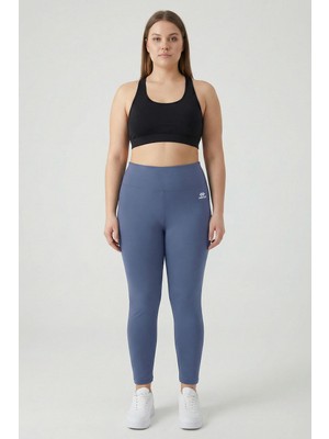 TOMMY LIFE Petrol Yüksek Bel Toparlayıcı Battal Büyük Beden Kadın Tayt- 94650