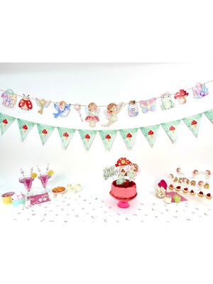 Fluparty Magic Forest - Büyülü Orman / Peri Temalı Üçgen Flama Banner