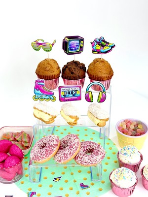 Fluparty Back to 80's - Neon Retro 80'ler Temalı Kapkek Süsleri