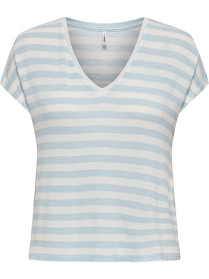 Only Onlliran Regular Fit Çizgili V Yaka T Shirt Bayan T Shirt 15369780