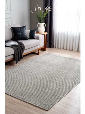 Koza Halı Retro Plain Gri Düz Dokuma Tozumaz Salon Koridor Balkon Teras Bahçe Oturma Odası Halısı A3190A