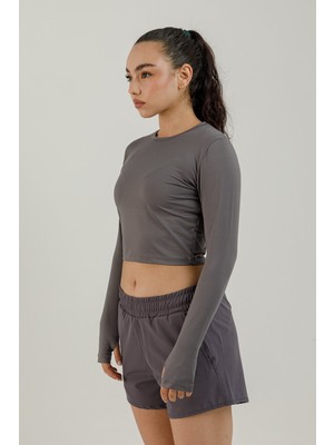 Airlife Sportswear Uzun Kollu Kadın Sporcu Tişörtü Smoked
