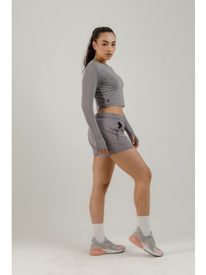 Airlife Sportswear Uzun Kollu Kadın Sporcu Tişörtü Gri