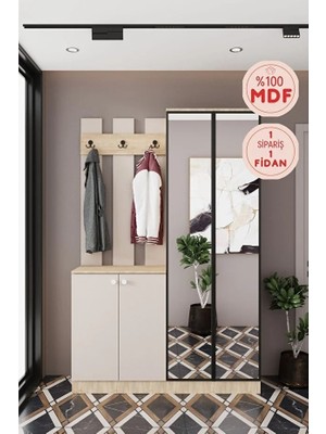 Evora-21 188 cm Lüks, Mdf Vestiyer Portmanto Dolabı.