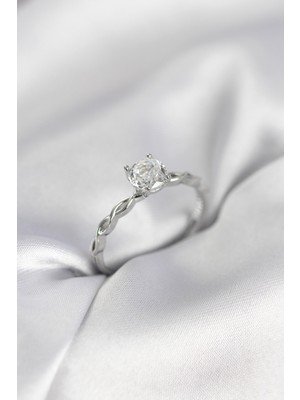 Ayder Timya Gümüş Renk Sarmal Zincir Model Tek Taş Model Zirkon Taşlı Kadın Yüzük - TJ-BYK3976 TG/Tmy230217