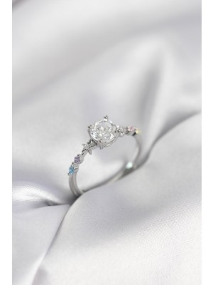 Ayder Timya Tek Taş Model Zirkon Taşlı Gümüş Renk Kadın Yüzük - TJ-BYK3994 TG/Tmy230235