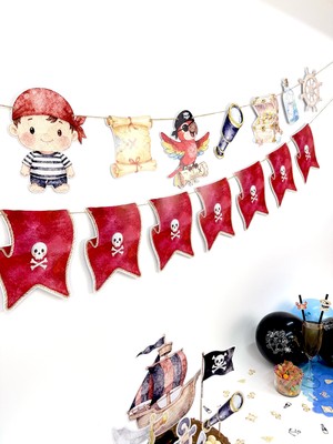 Fluparty Pirate - Korsan Temalı Üçgen Flama Banner
