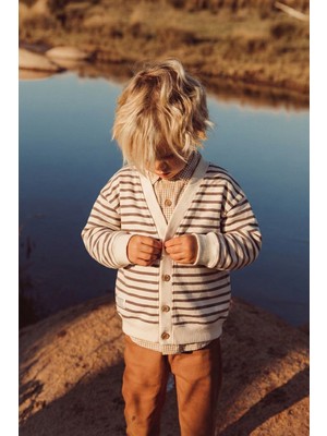 Cigit Çizgili Hırka 2-10 Yaş Vizon