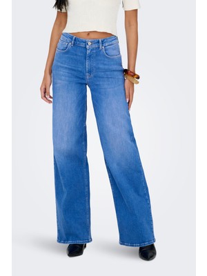 Only Onlmadison Pamuklu Relaxed Fit Yüksek Bel Geniş Paça Jeans Bayan Kot Pantolon 15363267