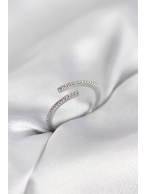 Ayder Timya Gümüş Renk Zirkon Taşlı Yılan Tarz Kadın Yüzük - TJ-BYK4049 TG/Tmy230290