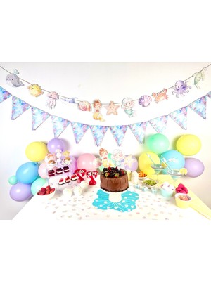 Fluparty Little Mermaid - Minik Denizkızı Temalı “Happy Birthday” Yazı Banner