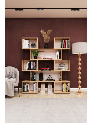 Asratrend Dk-02 Dekoratif Modern Kitaplık – Duvar/köşe Modüler Şık Tasarım, Salon & Ofis Kitaplığı