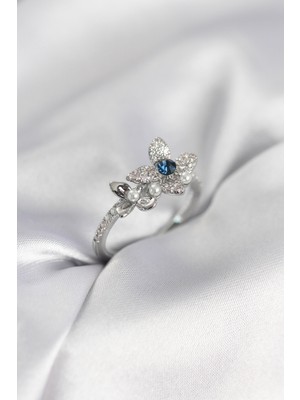 Ayder Timya Gümüş Renk Çiçek Model Zirkon Taşlı Kadın Yüzük - TJ-BYK3984 TG/Tmy230225