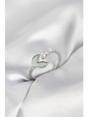 Ayder Timya Gümüş Renk Balık Kuyruğu Model Kadın Yüzük - TJ-BYK4047 TG/Tmy230288