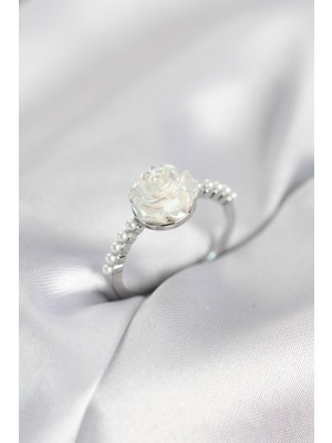 Ayder Timya Gümüş Renk Gül Model İncili Kadın Yüzük - TJ-BYK4093 TG/Tmy230332