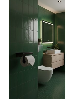Novacraft Metal Tuvalet Kağıdı Askısı , Raflı Wc Askısı , 2mm Lazer Kesim Siyah Statik Toz Boyalı Organizer