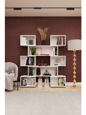 Asratrend Dk-02 Dekoratif Modern Kitaplık – Duvar/köşe Modüler Şık Tasarım, Salon & Ofis Kitaplığı
