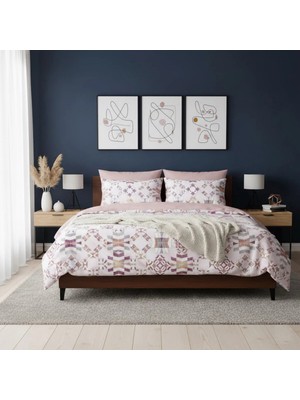 Lastikli Çarşaflı Çift Kişilik Nevresim Takımı Artemis Pembe