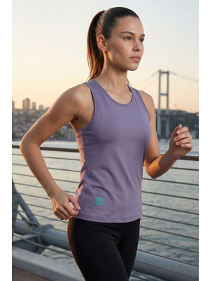 Tommy Life Eflatun Standart Fit Çapraz Sırt Detaylı Kadın Spor Atlet - 97296