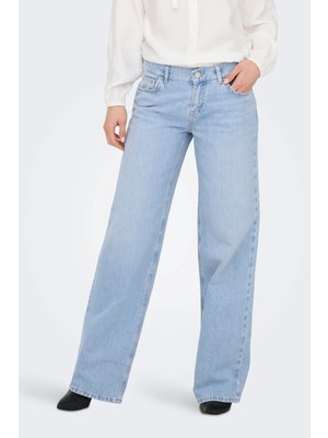 Only Onlbrenda Pamuklu Regular Fit Düşük Bel Geniş Paça Jeans Bayan Kot Pantolon 15361574