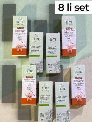 The Elite Home Organik Sertifikalı Diş Macunu ( 4 Adet Çocuk-4 Adet Yetişkin ) Aile Seti