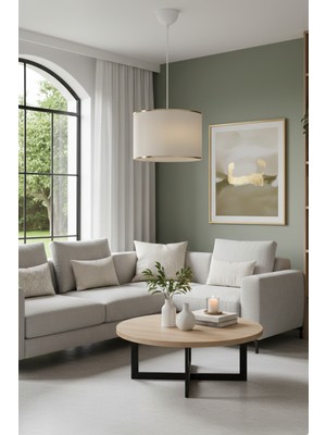 Decory De-Nara Modern Silindir Tekli Sarkıt Avize - Kumaş Başlıklı Sarkıt Aydınlatma E27 Duylu