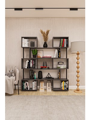 Asratrend Dk-02 Dekoratif Modern Kitaplık – Duvar/köşe Modüler Şık Tasarım, Salon & Ofis Kitaplığı