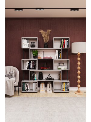 Asratrend Dk-02 Dekoratif Modern Kitaplık – Duvar/köşe Modüler Şık Tasarım, Salon & Ofis Kitaplığı