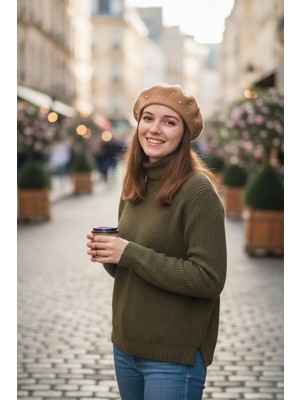 Mollycrush Kadın Ressam Pırlanta Taşlı Bere Şık Fransız Model