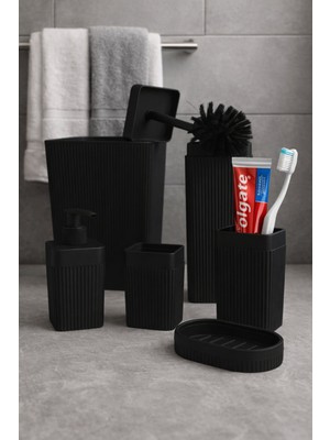 Feyza Design Şık 5'li Banyo Seti, Siyah, Modern ve Kullanışlı Tasarım