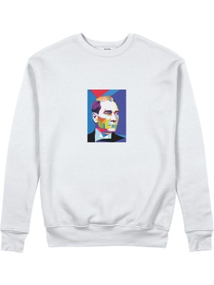 The Lucid Lab Atatürk Pop Art Sweatshirt - Beyaz