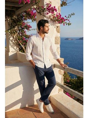 Buratti Keten Regular Fit Normal Bel Düz Paça Pantolon Erkek Pantolon CF26S6110228