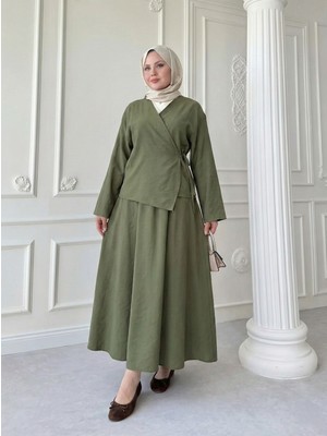 Foremia Yandan Bağlamalı Etekli Takım-Haki -