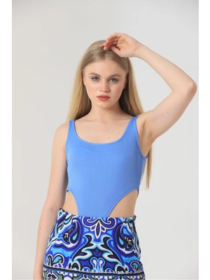 Caddebostan Moda Kadın Yanı Dekolteli Fitilli Kaşkorse Bisiklet Yaka Kolsuz Bluz Body