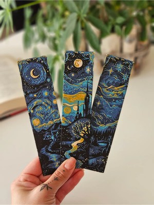 Anka Atölye Yıldızlı Gece 3'lü Kitap Ayracı Seti – Sanat Temalı Ayraç Set - Vincent Van Gogh - Modern Sanat