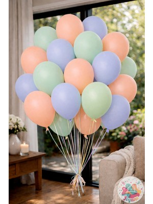 Joyane 30’lu Makaron Balon Seti Mavi Somon Mint Yeşil 12” Pastel Doğum Günü Parti Balonu