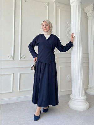 Foremia Yandan Bağlamalı Etekli Takım-Lacivert -