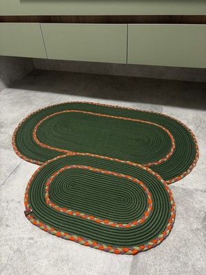Feyza Design Iki Parça Halat Banyo Seti, Örgü Kenarlı Hasır Paspaslar, 60X100 ve 40X60