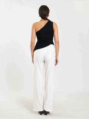 Caddebostan Moda Kadın Tek Omuz Örme Bluz Asimetrik Kesim Şık Bluz