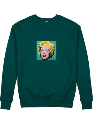 The Lucid Lab Andy Warhol / Marilyn Monroe Blue Sweatshirt - Koyu Yeşil