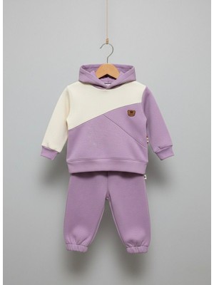Babytex Bebek Kapüşonlu Eşofman Takımı %100 Pamuk – Mor, Kahve, Haki, Somon Renk Seçenekli – Unisex