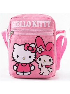 Trg Pembe Hello Kittyy Melody Çocuk Omuz Çantası–3 Bölmeli–su Geçirmez Kumaş(21×16×6 Cm)