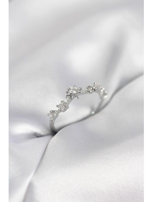 Ayder Timya Gümüş Renk Gece Temalı Zirkon Taşlı Kadın Yüzük - TJ-BYK4110 TG/Tmy230349