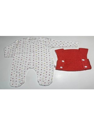 vitvit 0-12 Ay El Örgüsü Yavruağzı Rengi Yelek ve Tulum