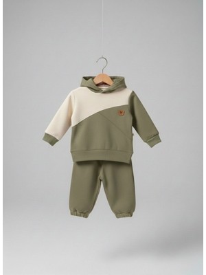 Babytex Bebek Kapüşonlu Eşofman Takımı %100 Pamuk – Mor, Kahve, Haki, Somon Renk Seçenekli – Unisex