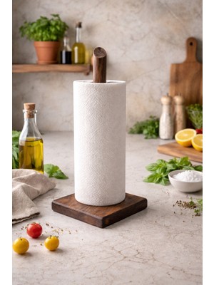 Fam Wood Art Kare Doğal Ahşap Kağıt Havluluk , Rulo Kağıt Havluluk %100 Çam 11X11X27 cm