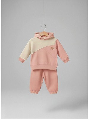 Babytex Bebek Kapüşonlu Eşofman Takımı %100 Pamuk – Mor, Kahve, Haki, Somon Renk Seçenekli – Unisex