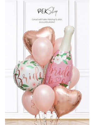 Pekshop Pembe Rose Tema Bride To Be Parti Balon Süsleme Seti SET264