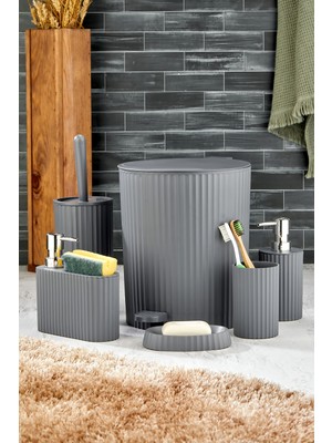Feyza Design 6 Parça Banyo Seti: Çöp Kovası, Wc Fırçası, Sabunluk ve Diş Fırçası